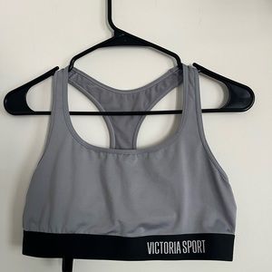 Victoria Secret Grey Sportsbra with Branded band and Criss Cross Side Trim